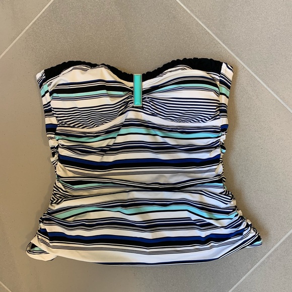 Ruched Tankini Swim Top Size S Halter Strapless - Picture 8 of 16